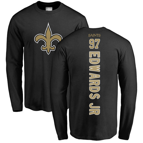 Men New Orleans Saints Black Mario Edwards Jr Backer NFL Football #97 Long Sleeve T Shirt->nfl t-shirts->Sports Accessory
